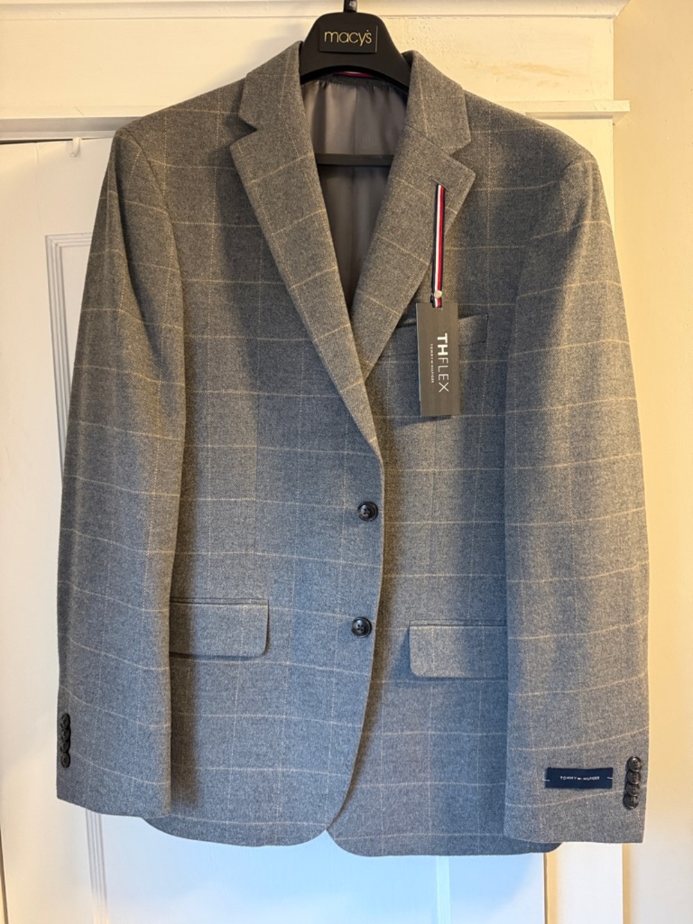 Tommy Hilfiger Gray Windowpane Sport Coat